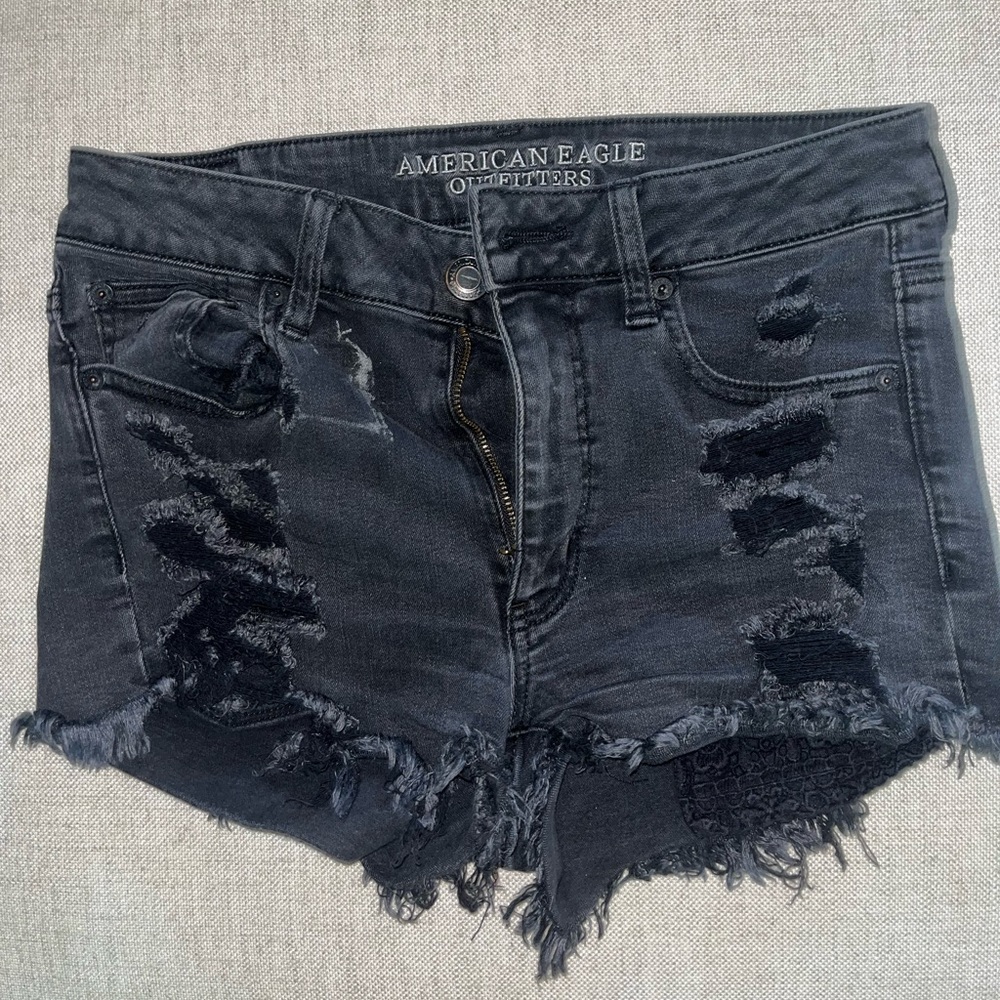 American Eagle Black Jean Shorts Size 6